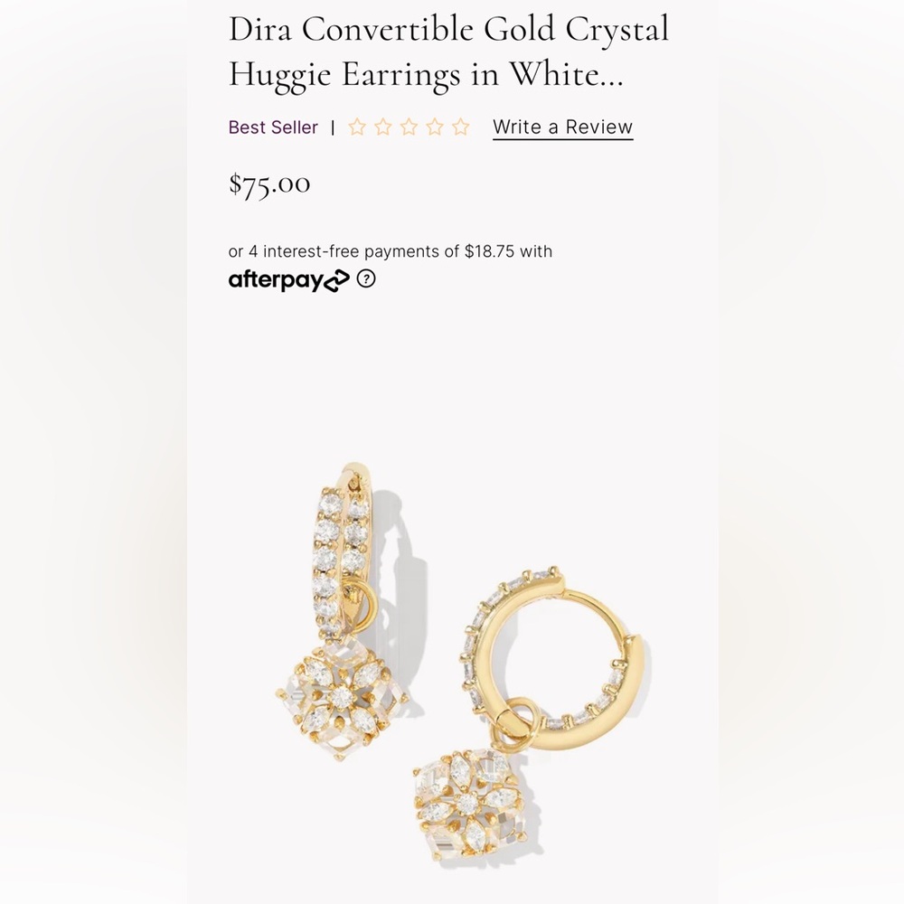 Dira convertible Gold Crystal Huggie Earrings